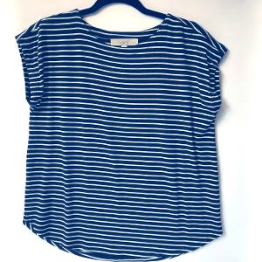 navy and white striped shirt